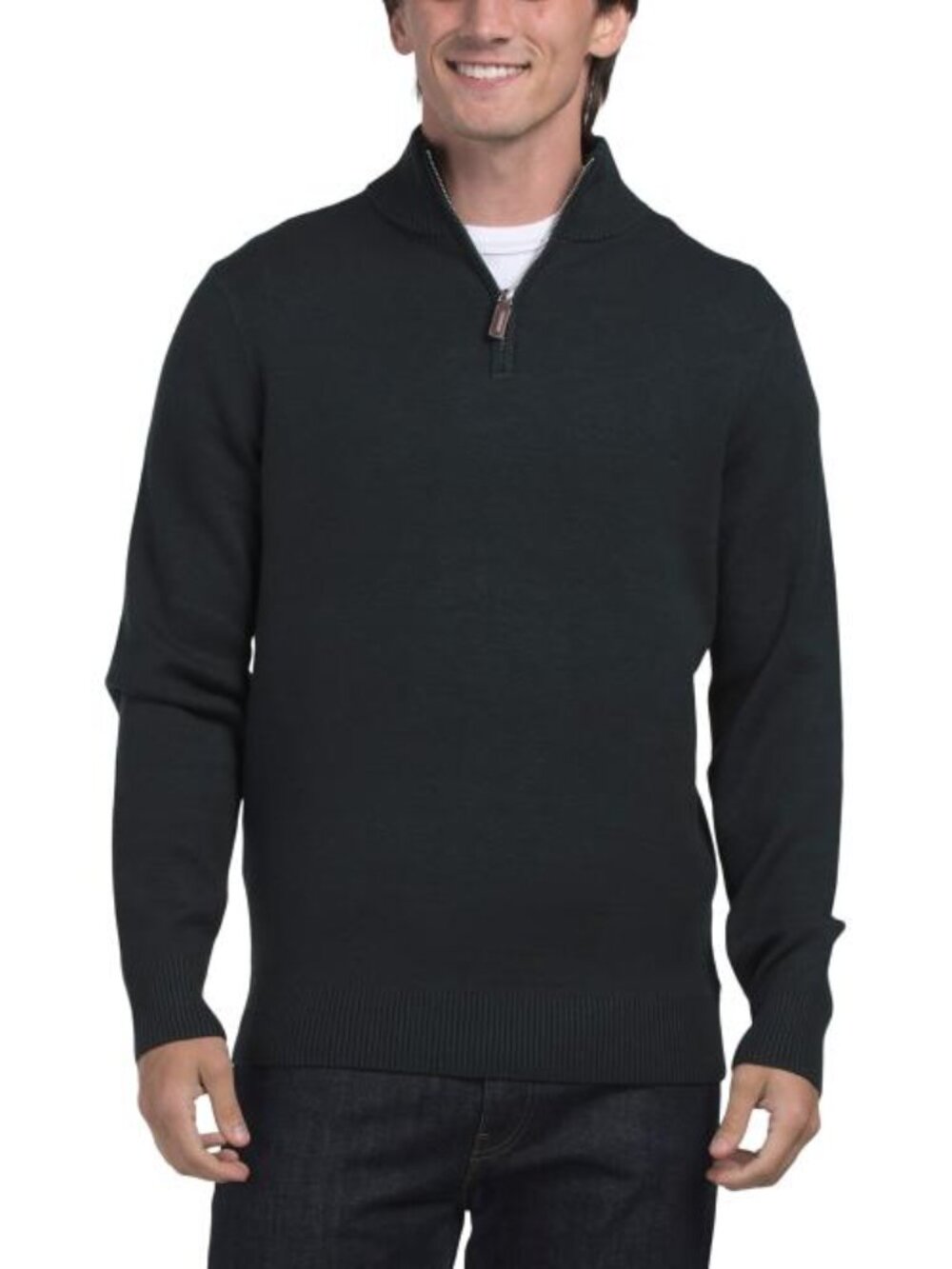 THOM AARON Double Knit Quarter Zip Sweater